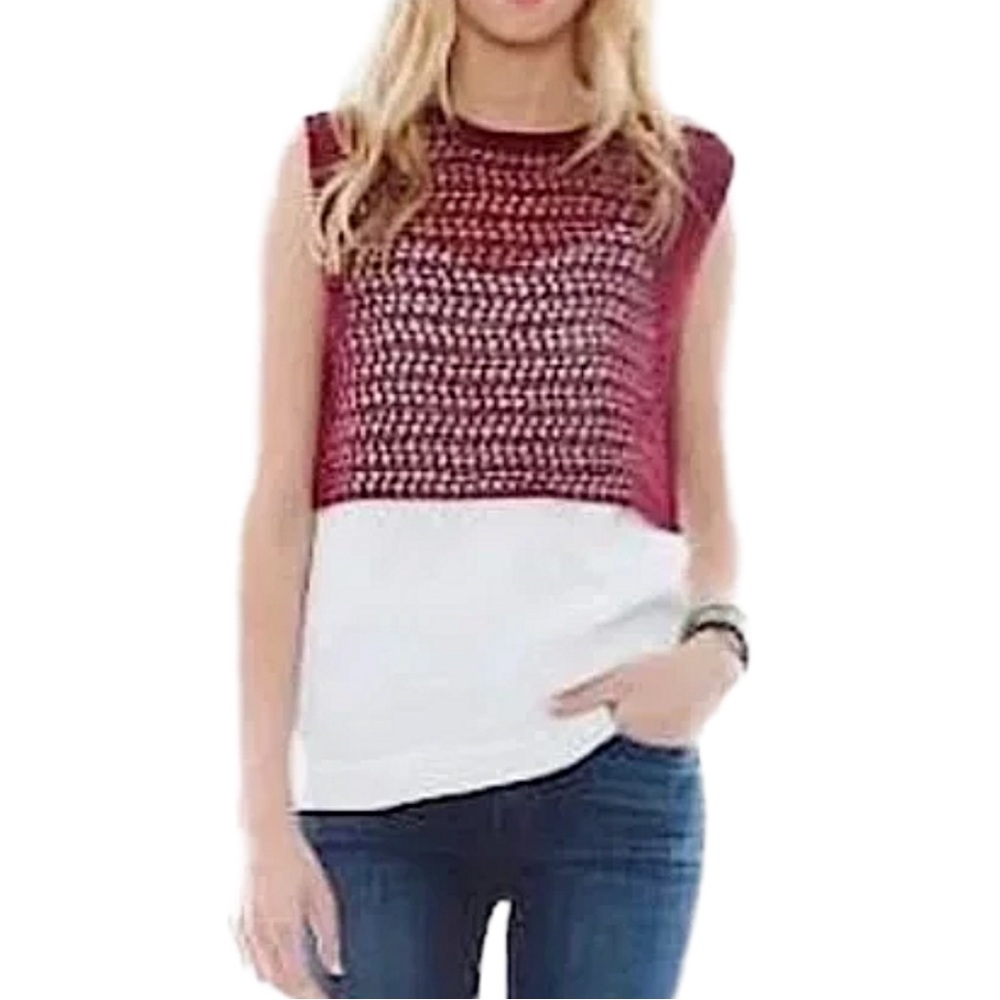 Elizabeth and James Rosewood Cord Pointelle Linen Blend Crop Top XS XSMALL NEW